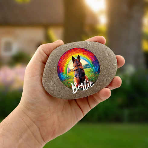 Rainbow German Shepherd Personalised Pebble